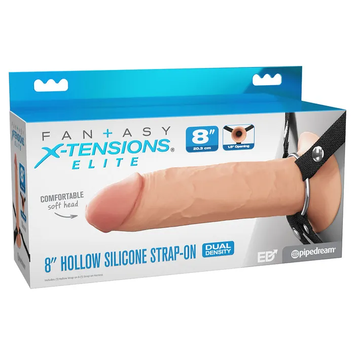 Female Sex Toys Pipedream FX Elite 8 Silicone Hollow StrapOn Flesh