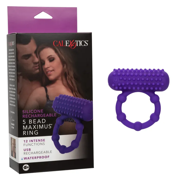 Male Sex Toys Silicone Rechargeable 5 Bead Maximus Ring Calexotics