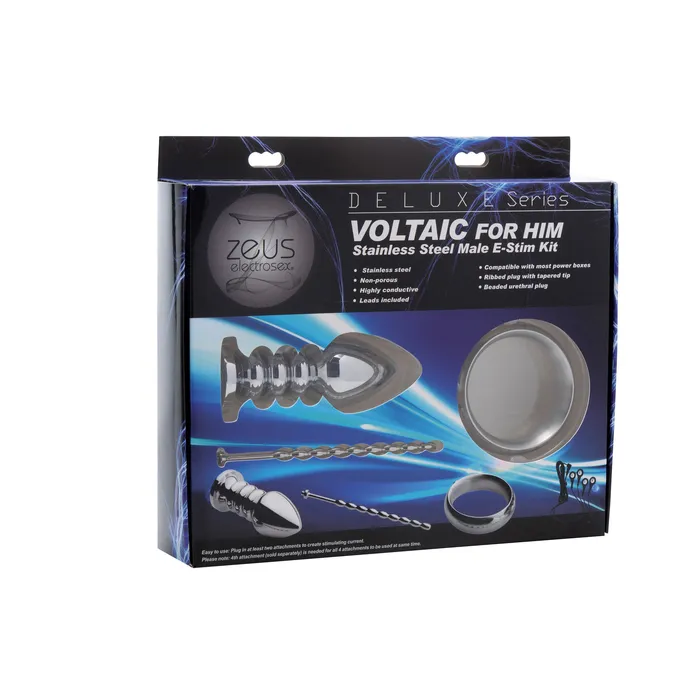 Male Sex Toys | Zeus Deluxe Series Voltaic For Him Stainless Steel Male E-stim Kit - Zeus Electrosex Male Sex Toys | Zeus Deluxe Series Voltaic For Him Stainless Steel Male E-stim Kit - Zeus Electrosex