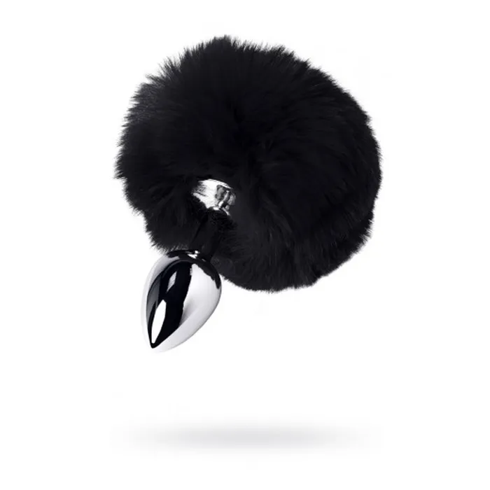 Metal Anal Plug Small w Silver Black Tail Small | Metal Anal