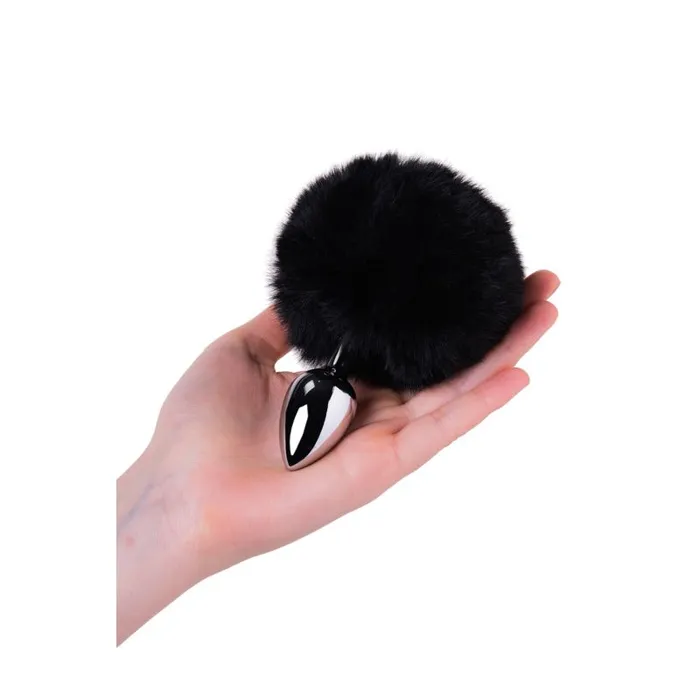 Metal Anal Plug Small w Silver Black Tail Small | Metal Anal