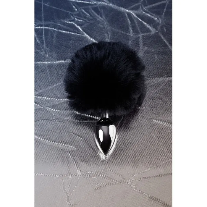 Metal Anal Plug Small w Silver Black Tail Small | Metal Anal