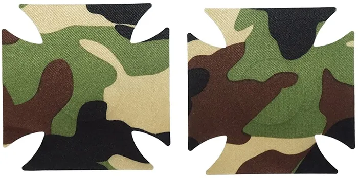 Perfectly Incorrect Camouflage Army Print Satin Cross Pasties Vibrators