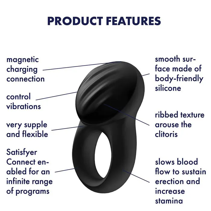 Satisfyer Signet Cock Ring APP Control WiFi Vibrating Couples Penis Delay USB | Satisfyer Male Sex Toys