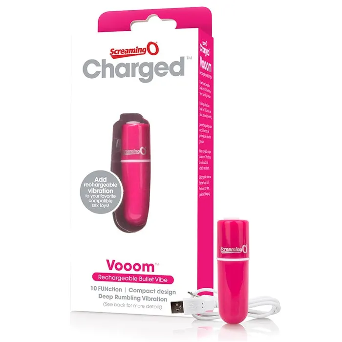 Vibrators Screaming O Screaming O Chgd Vooom Bullet Vibe Pink 10 Functions USB Rechargeable