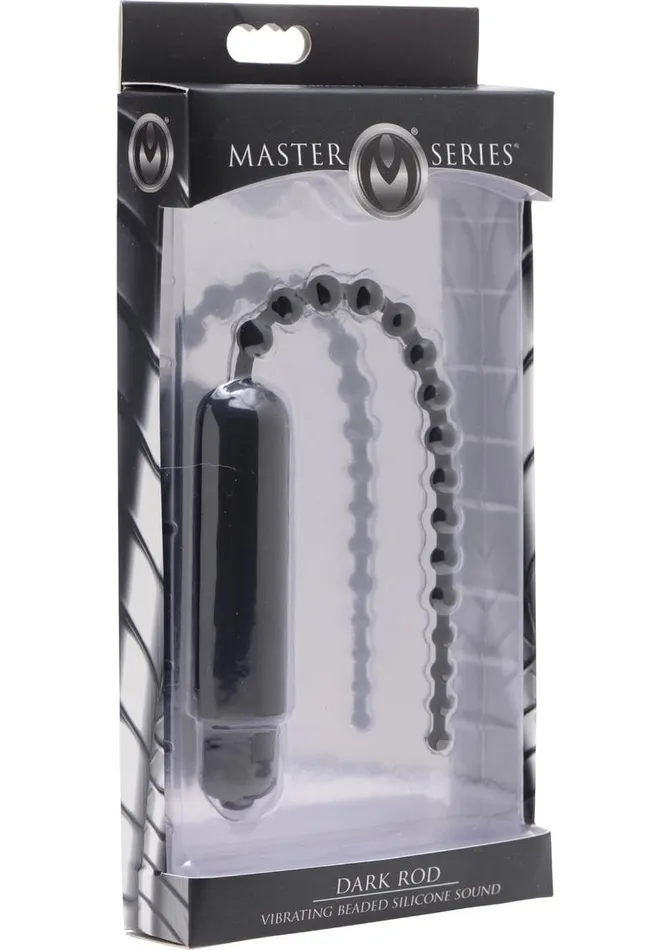 Master Series Dark Rod Vibrating Beaded Silicone Sound | Master Series Female Sex Toys