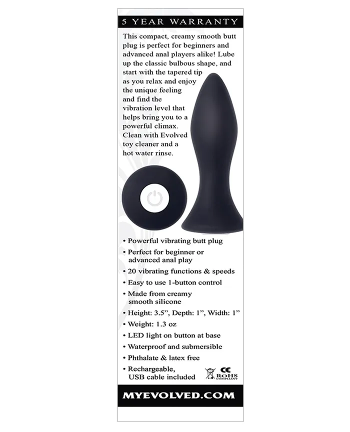 Anal | Evolved Evolved Mini Butt Plug - Black